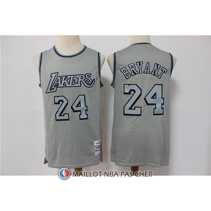 Maillot Los Angeles Lakers Kobe Bryant NO 24 Mitchell & Ness 1996-97 Gris